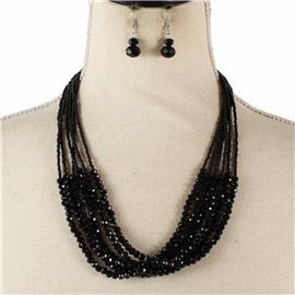Crystal Multi Bead Necklace Set