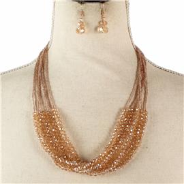Crystal Multi Bead Necklace Set