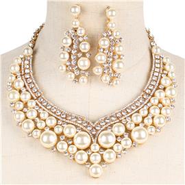 Pearl Crystal Necklace Set