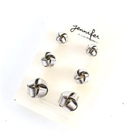 3 Pairs Metal Knot Earring Set