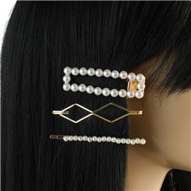 Pearl 3 Pcs Rectangle Hair Pin