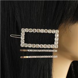 Crystal 3 Pcs Rectangle Hair Pin
