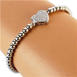 Stainless Steel Stone Hearts Bracelet