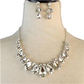 Crystal Tear Necklace Set