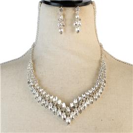 Crystal Leaves Shape Necklace Set