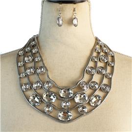 Fashion Rhinestone Wavy Necklace set