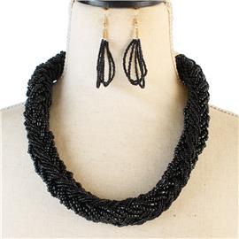 Fashion Beads Braided Necklace Set
