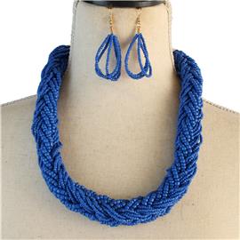 Fashion Beads Braided Necklace Set