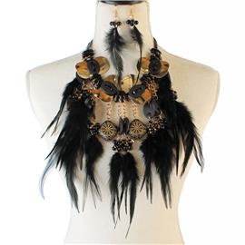 Feather Drop Necklace Set