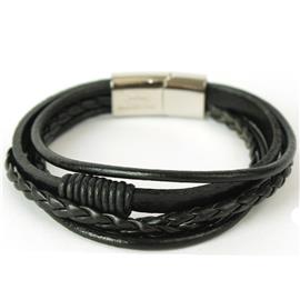 Leather Stainless Steel 5 Layers Bracelet