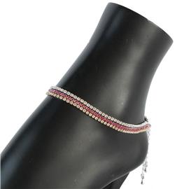 Rhinestones 3 Layers Multi Color Anklet
