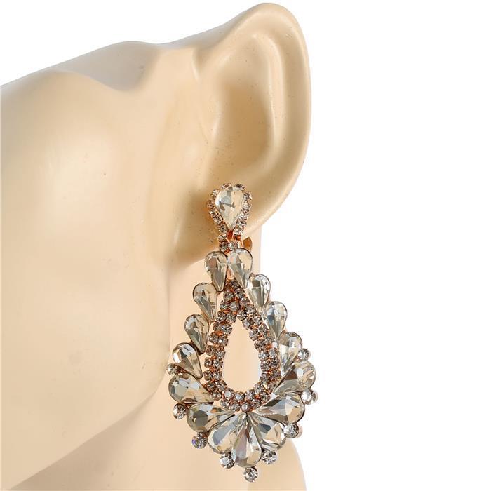Crystal Teardrop Chandelier Clip-On Earring