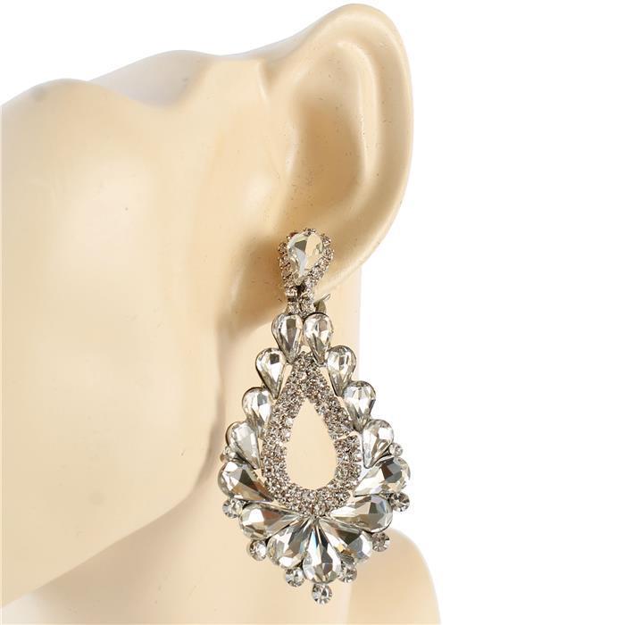 Crystal Teardrop Chandelier Clip-On Earring
