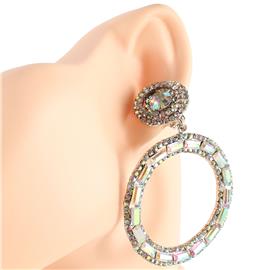 Rhinestones Round Clip-On Earring