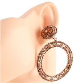Rhinestones Round Clip-On Earring