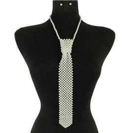 Tie Long Pearl Necklace Set