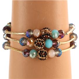 Crystal Beads Multilayereds Stretch Bracelet