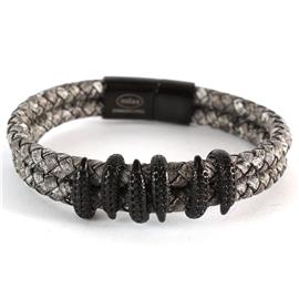 Stainless Steel Leather Swirl Shape Bracelet