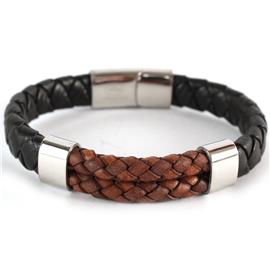 Stainless Steel Leather Two Layereds Bracelet