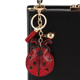 Rhinestones Ladybug  Key Chain