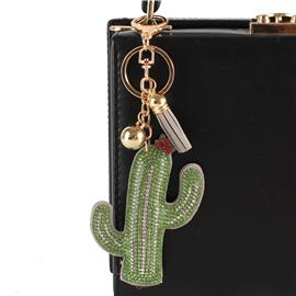 Rhinestones Cactus  Key Chain