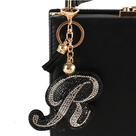 "Rhinestones Monogram "R"  Key Chain "