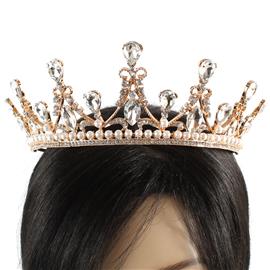 Crystal Pearl Tear Crown Tiara