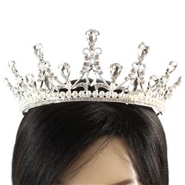 Crystal Pearl Tear Crown Tiara