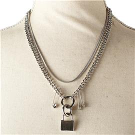 Metal Lock Pendant Necklace