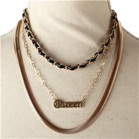 Multichain Pendant Queen Necklace