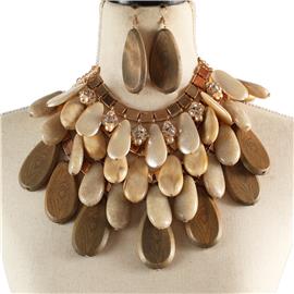 Fashion Semi Stones Wood Necklace Set