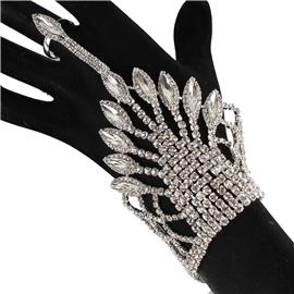 Rhinestone L eaves Shape Hand Chain Bracelet