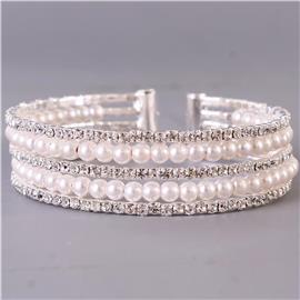 Rhinestones Pearls Bangle