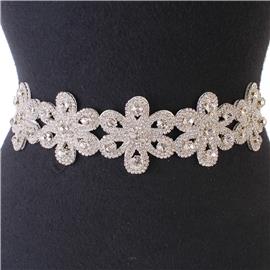 Rhinestones Flower Belt