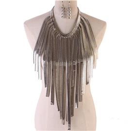 Metal Chain Chunky Necklace Set