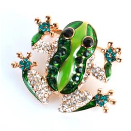 Rhinestone Frog Brooch