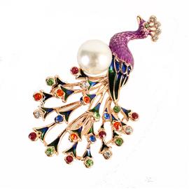 Pearl Peacock Brooch