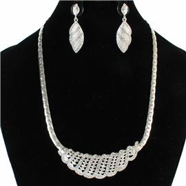 Rhinestones Swirl Necklace Set