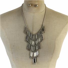 Metal Linked Bar Necklace Set