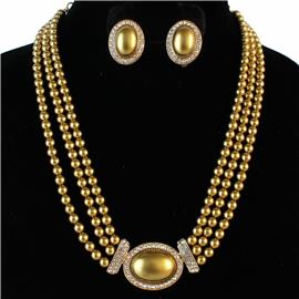 Pearl Oval Necklace Set