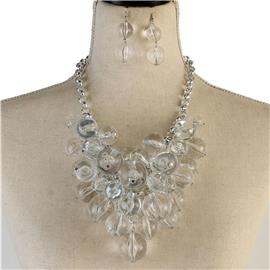 Cluster Pearl Necklace Set