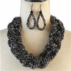 Fashion Crystal Braid  Necklace Set