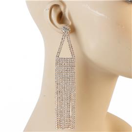 Rhinestones Long Triangle Fringed Earring