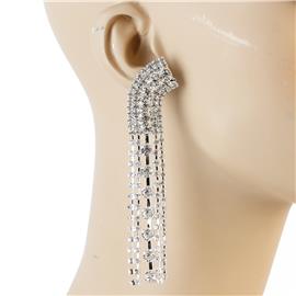 Rhinestones Curve Long Earring