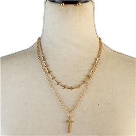 Metal Cross layereds Cross Necklace Set