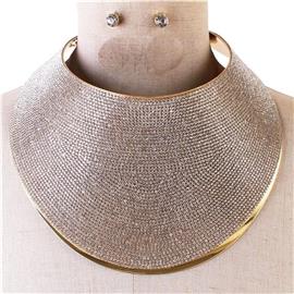 Rhinestones Chunky Choker Necklace Set