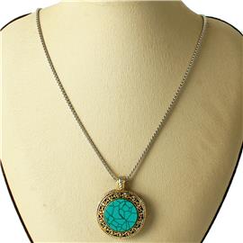 CZ Turquoise Stone Pendant Necklace