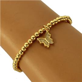 Stainless Steel Beads Butterfly  Bracelet