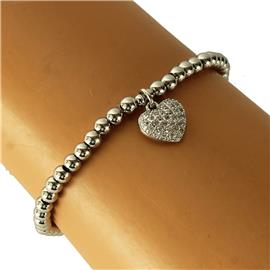 Stainless Steel Beads Heart Bracelet