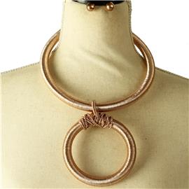 Fashion Cord Choker Drop Necklace Set